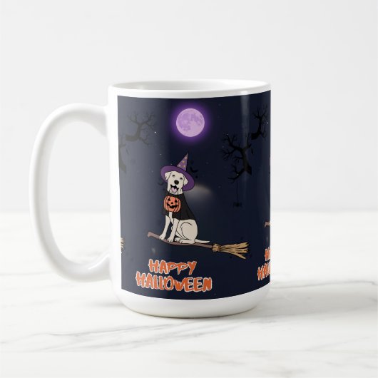 Moonlit Pup – Halloween Dog in Witch Hat Kaffeetasse (Links)