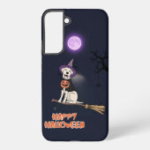 Moonlit Pup – Halloween Dog in Witch Hat Samsung Galaxy Hülle (Rückseite)