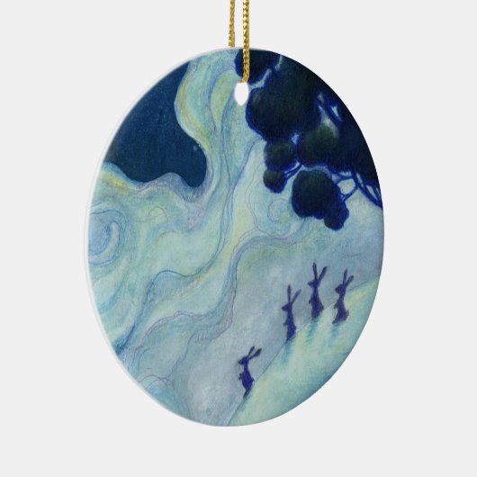 Moonlit Rabbits Keramik Ornament (Rechts)