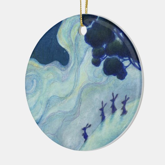 Moonlit Rabbits Keramik Ornament (Links)