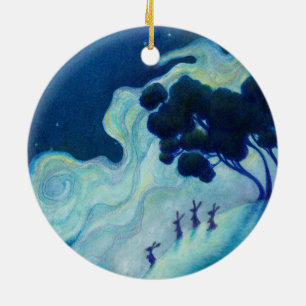 Moonlit Rabbits Keramik Ornament