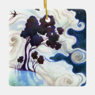 Moonlit Rabbits/One Bright Night Keramikornament