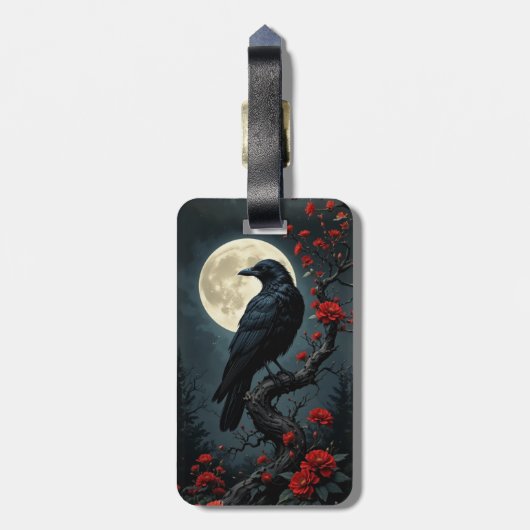 Moonlit Raven Luggage Tag Gepäckanhänger (Rückseite vertikal)