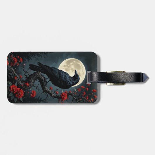 Moonlit Raven Luggage Tag Gepäckanhänger (Rückseite horizontal)