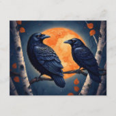 Moonlit Ravens auf Birkenbäumen Begleitkarte (Vorderseite)