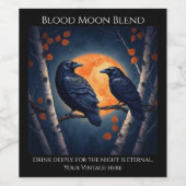 Moonlit Ravens auf Birkenbäumen Weinetikett (Einzelnes Label)
