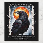 Moonlit Ravens auf Birkenbäumen Weinetikett (Einzelnes Label)