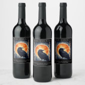 Moonlit Ravens auf Birkenbäumen Weinetikett (Flaschen)