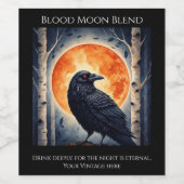 Moonlit Ravens auf Birkenbäumen Weinetikett (Einzelnes Label)