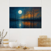 Moonlit Reflections - Bare Trees Poster (Küche)