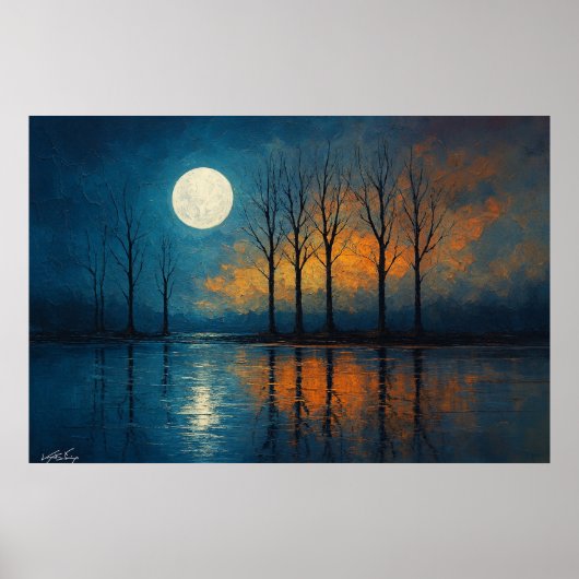 Moonlit Reflections - Bare Trees Poster (Vorne)