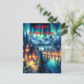 Moonlit Reflections: Night Lake with Houses Postkarte (Stehend Vorderseite)