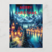 Moonlit Reflections: Night Lake with Houses Postkarte (Vorderseite)