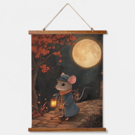 Moonlit Reise der reisenden Maus Wandteppich Mit Holzrahmen