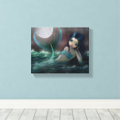 Moonlit River Gallery Wrapped Canvas Print Leinwanddruck (Insitu (Holzboden))