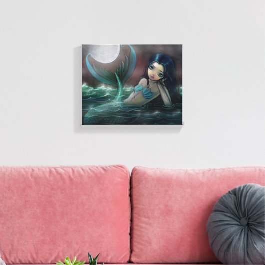 Moonlit River Gallery Wrapped Canvas Print Leinwanddruck (Insitu (Wohnzimmer))
