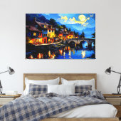 Moonlit Riverside Village Leinwanddruck (Insitu (Schlafzimmer))