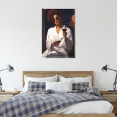 Moonlit Romance: Frau und das Glas Wein Leinwanddruck (Insitu (Schlafzimmer))
