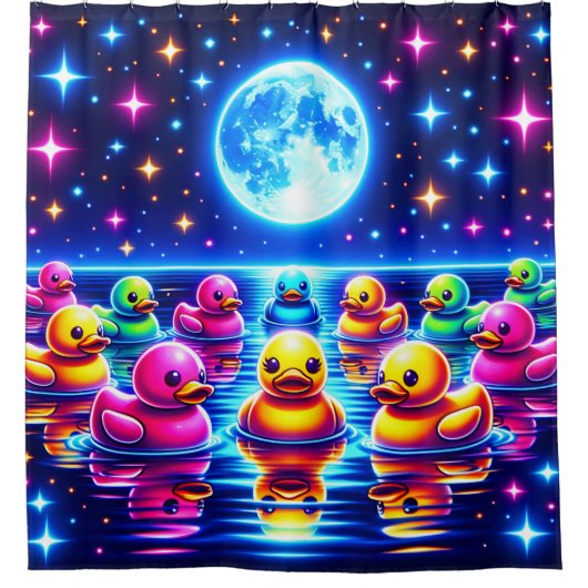 "Moonlit Rubber Ducky Dream" Duschvorhang (Vorderseite)