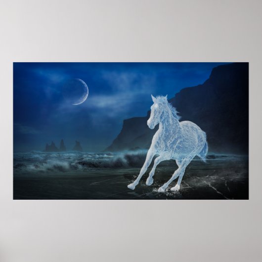 Moonlit Running Horse Ghost Print Poster Artwork (Vorne)