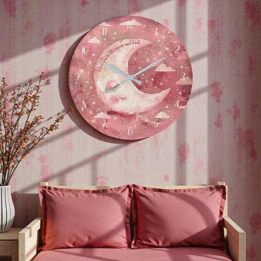 Moonlit Rustic Red Nursery & Kids' Room Große Wanduhr
