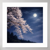 Moonlit Sakura – Cherry Blossoms Under a Full Moon Poster (Vorne)
