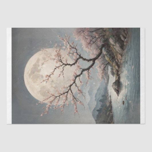 Moonlit Sakura Serenity Decoupage Seidenpapier (Vorderseite)