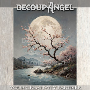 Moonlit Sakura Serenity Decoupage Seidenpapier