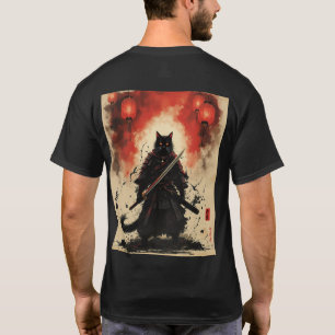 Moonlit Samurai Cat - Japanisch Alley Noir Art T-Shirt