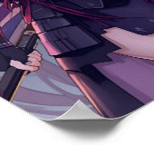 Moonlit Samurai Shadow — Elegant Anime Warrior Gir Poster (Ecke)