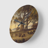 Moonlit Scene of Indian Figures and Elephants amon Runde Wanduhr (Winkel)
