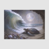 Moonlit Sea Turtle Ocean Wave Decoupage Seidenpapier (Vorderseite)