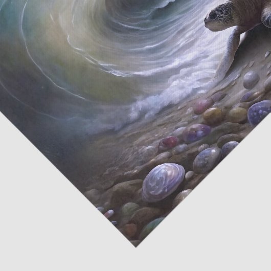 Moonlit Sea Turtle Ocean Wave Decoupage Seidenpapier (Ausschnitt)