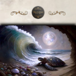 Moonlit Sea Turtle Ocean Wave Decoupage Seidenpapier