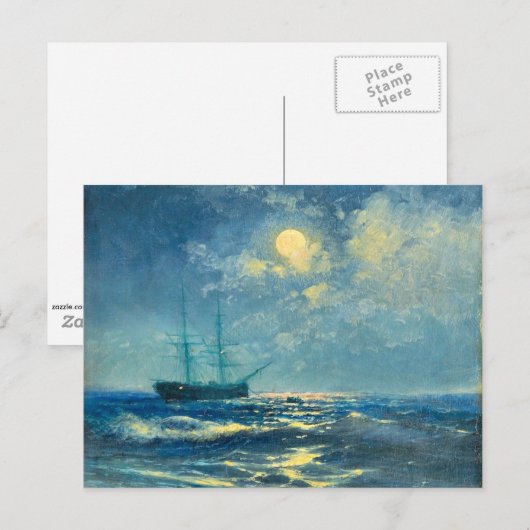 Moonlit Seaview, Kunstmalerei Postkarte (Vorne/Hinten)