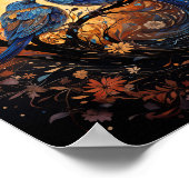 Moonlit Serenade: Romantisches Blue Birds Poster (Ecke)