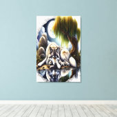 Moonlit Serenity A Slumbering Wolf24x36 Leinwanddruck (Insitu (Holzboden))