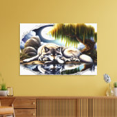 Moonlit Serenity A Slumbering Wolf 36x24 Leinwanddruck (Insitu (Wohnzimmer))