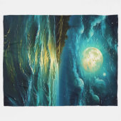 "Moonlit Serenity: Nighttime Seascape" Fleecedecke (Vorderseite (Horizontal))