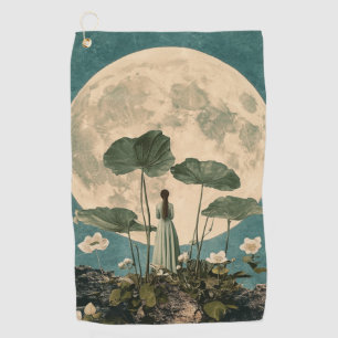 Moonlit Serenity - Vintage Lotus Szene Golfhandtuch