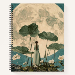 Moonlit Serenity - Vintage Lotus Szene Notizblock