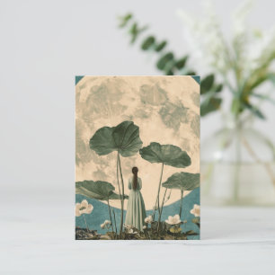 Moonlit Serenity - Vintage Lotus Szene Postkarte