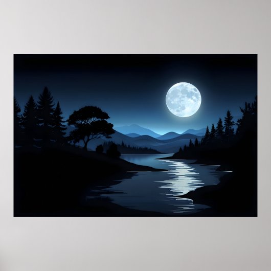 Moonlit Silence - Serene Landschaft Poster (Vorne)