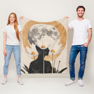 Moonlit Silhouette - Boho Vintag Elegante Fleecedecke