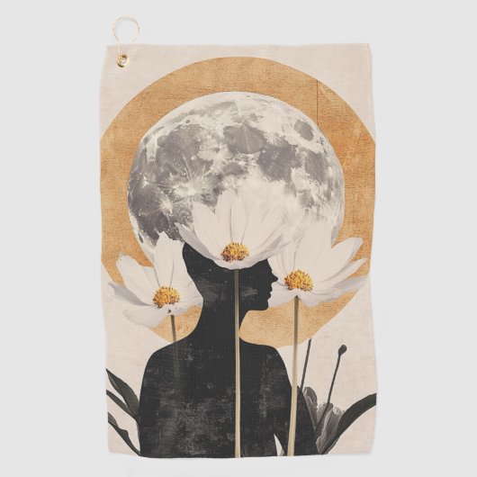 Moonlit Silhouette - Boho Vintag Elegante Golfhandtuch (Vorderseite)
