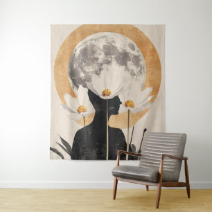 Moonlit Silhouette - Boho Vintag Elegante Wandteppich