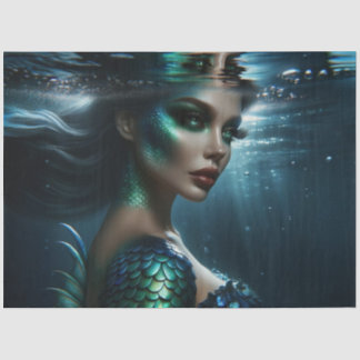Moonlit Siren Portrait Up Nah Mermaid Decoupage Seidenpapier
