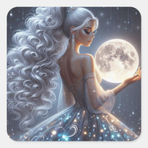 Moonlit Siren Quadratischer Aufkleber