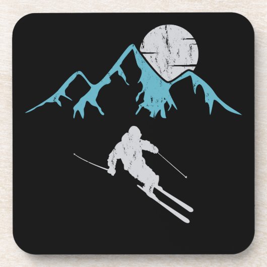 Moonlit Skiing Getränkeuntersetzer (Vorderseite)