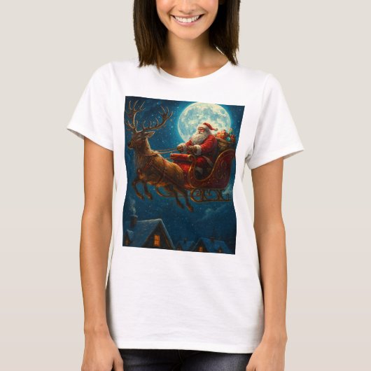 Moonlit Sleigh Ride: Santa’s Magical Journey T-Shirt (Vorderseite)